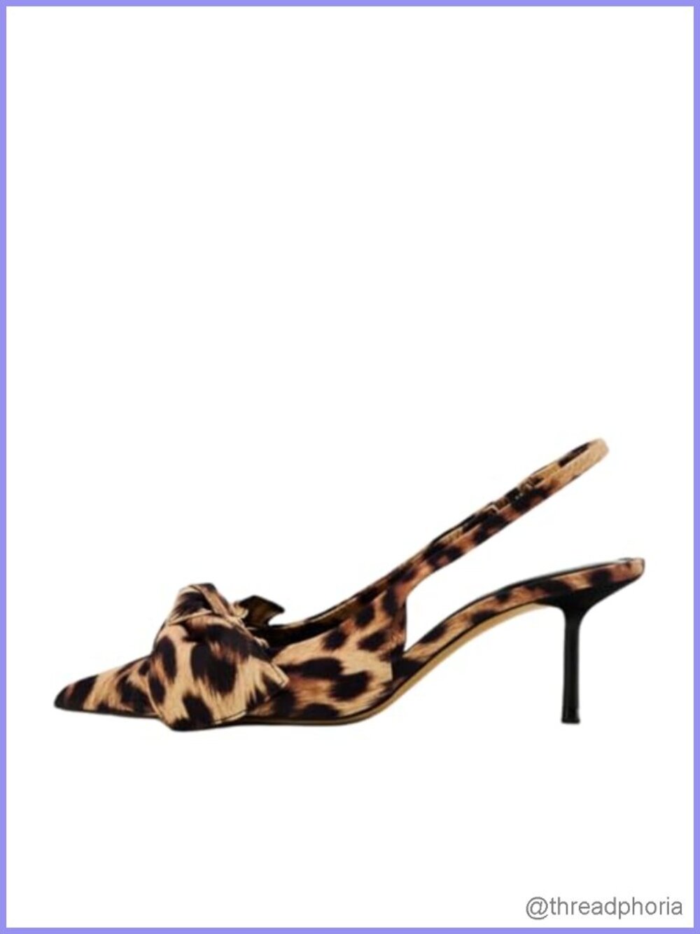 Leopard Slingback Pumps Bow Knot Pointed Toe Kitten Heels Women's